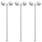 Lampadaires d'extérieur 3 pcs argenté 215 cm acier inoxydable