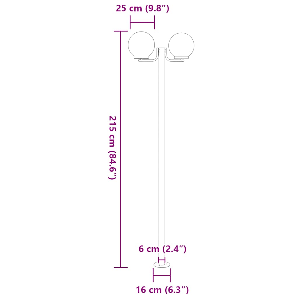 Lampadaires d'extérieur 3 pcs argenté 215 cm acier inoxydable