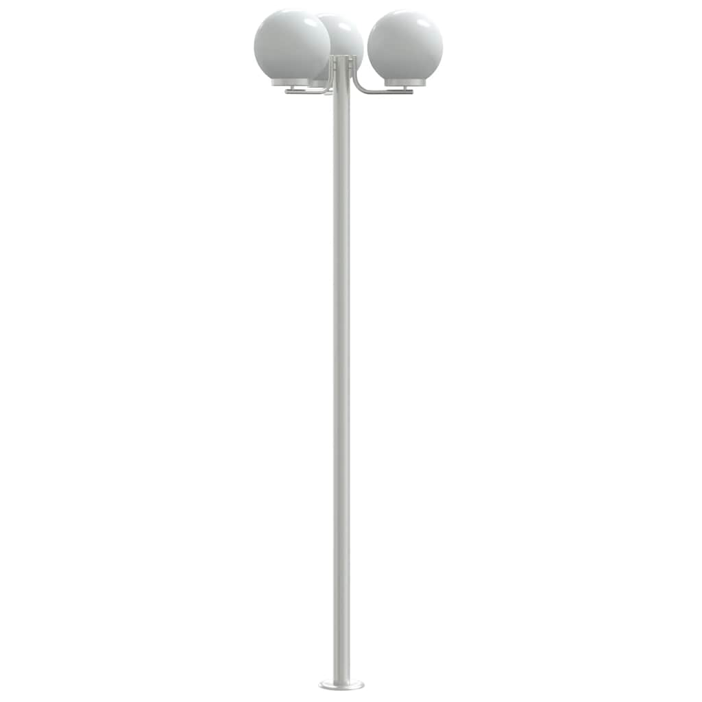 Lampadaires d'extérieur 3 pcs argenté 215 cm acier inoxydable