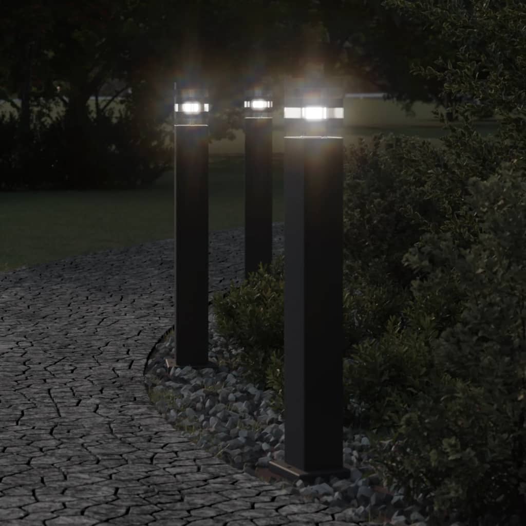 Outdoor floor lamps 3 pcs black 80 cm aluminum