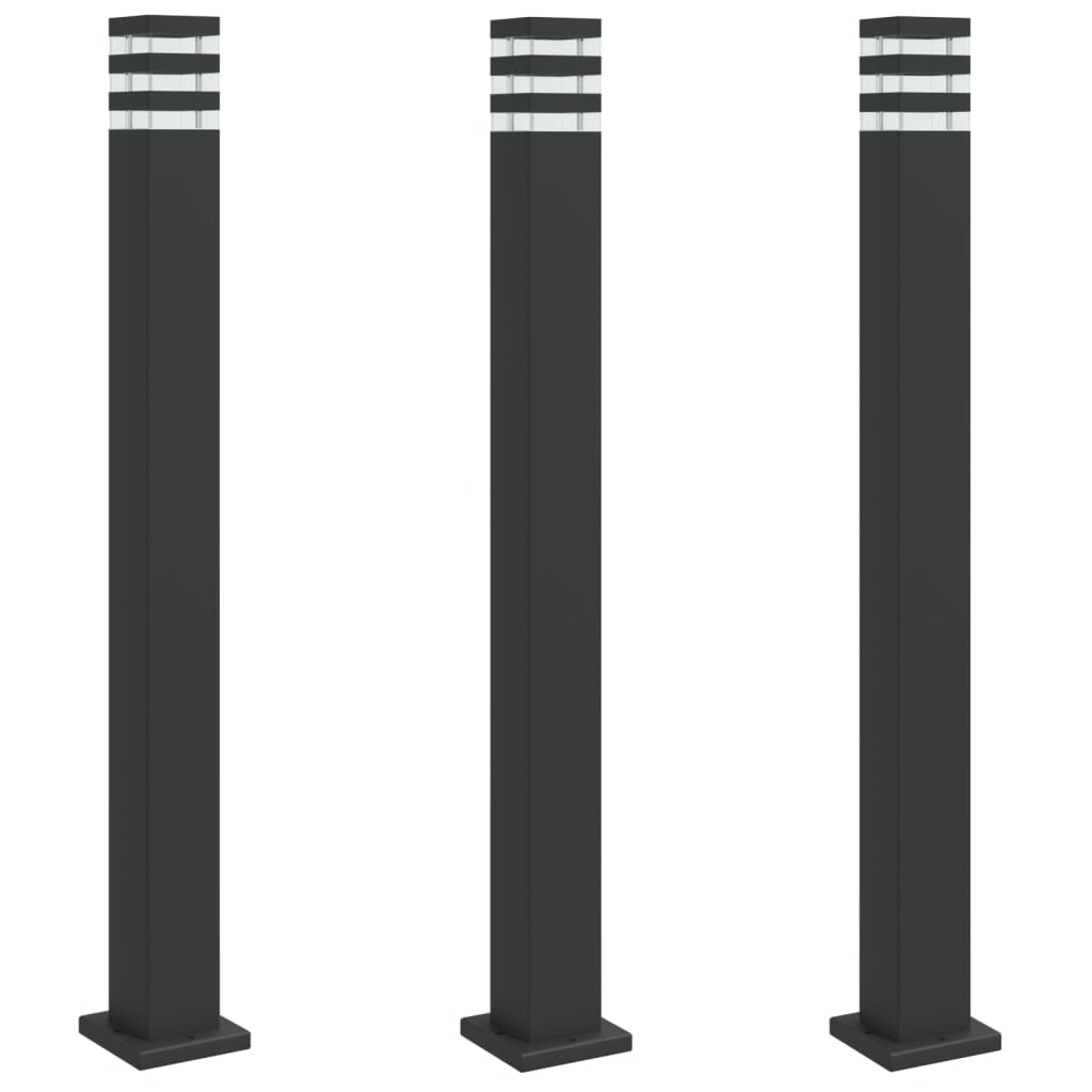 Outdoor floor lamps 3 pcs black 110 cm aluminum