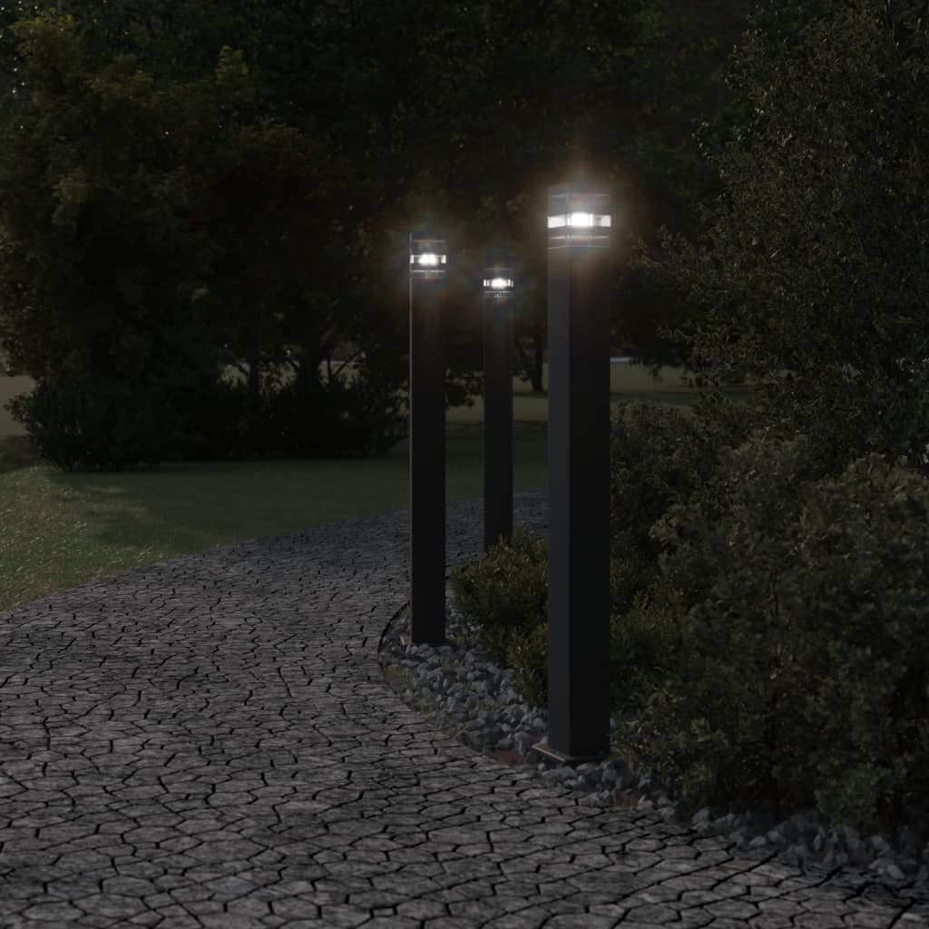 Outdoor floor lamps 3 pcs black 110 cm aluminum