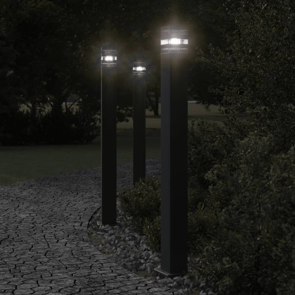 Outdoor floor lamps 3 pcs black 110 cm aluminum