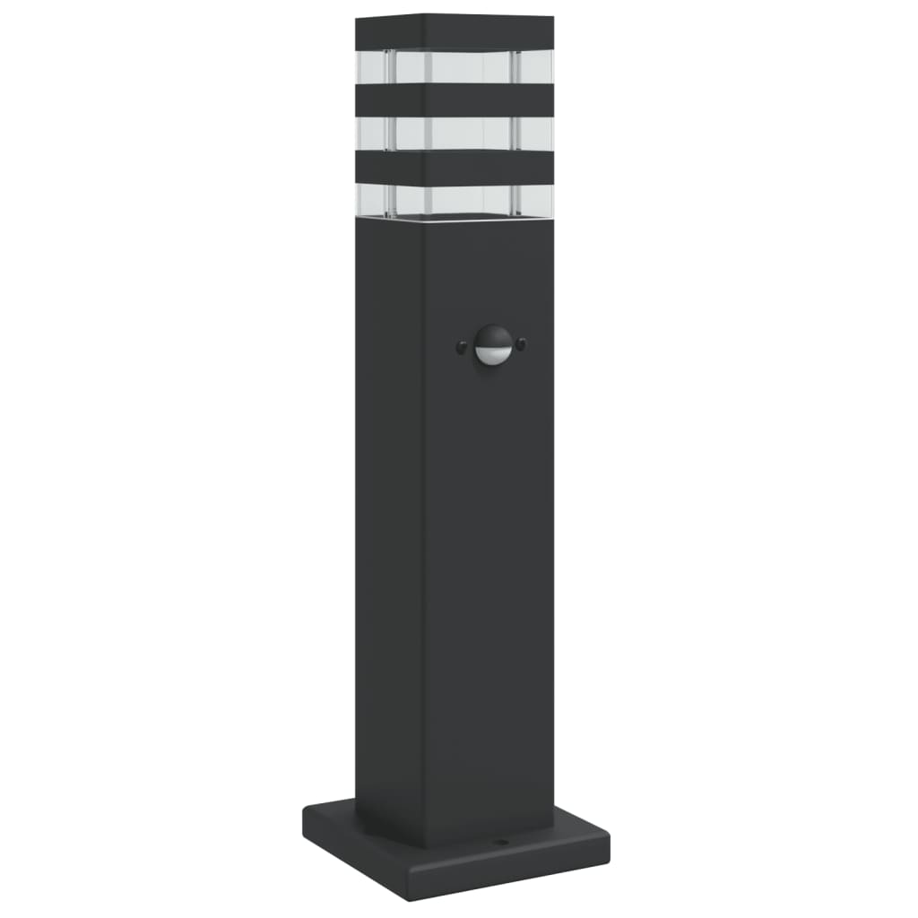 Lampadaire d'extérieur avec capteur noir 50 cm aluminium