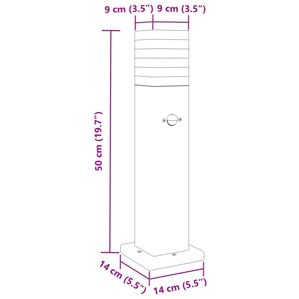 Lampadaire d'extérieur avec capteur noir 50 cm aluminium