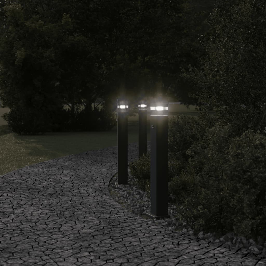 Outdoor floor lamp with black sensor 80 cm aluminum