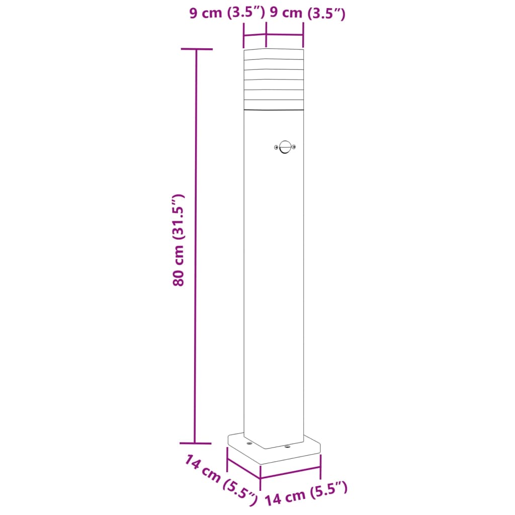 Outdoor floor lamp with black sensor 80 cm aluminum