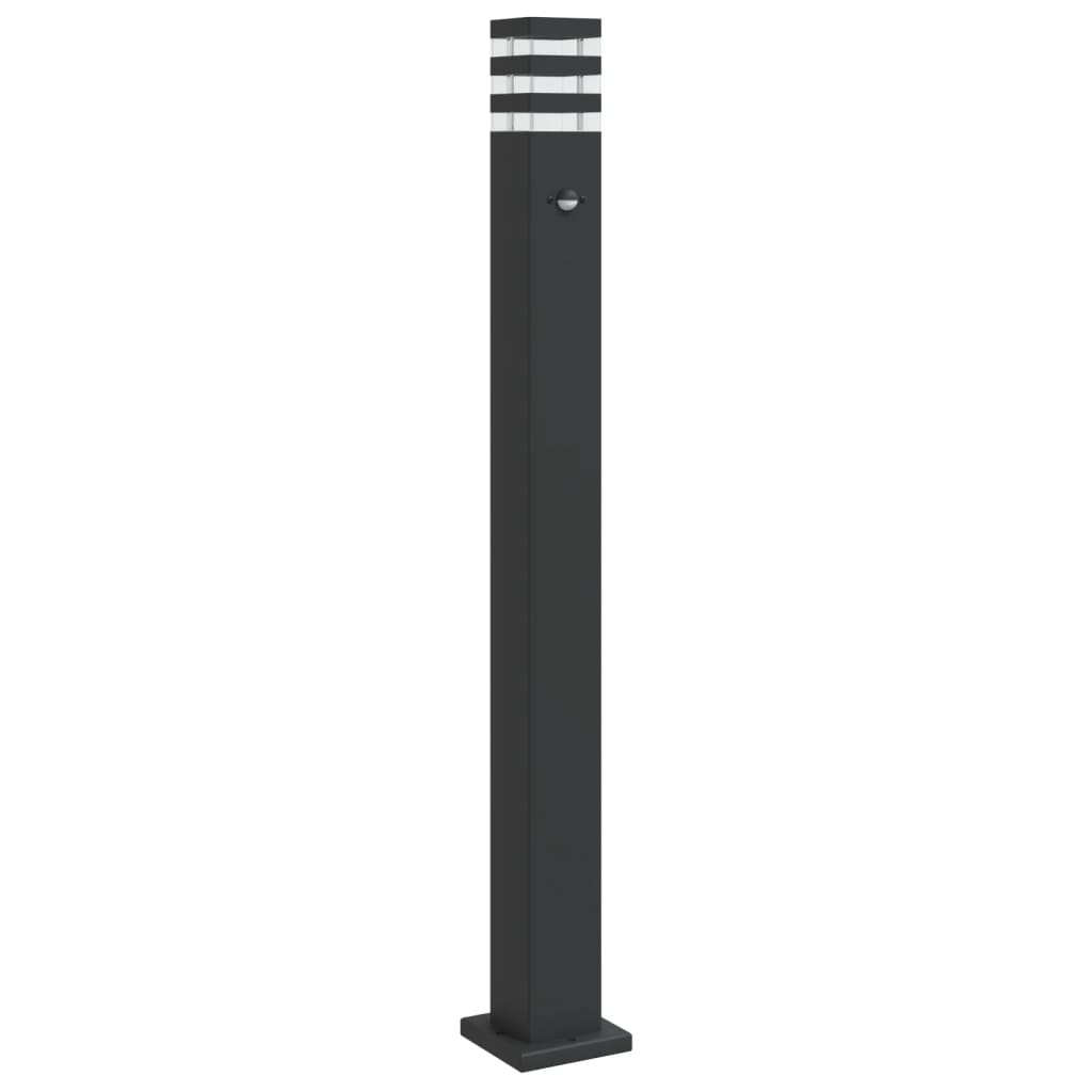 Outdoor floor lamp with black sensor 110 cm aluminum