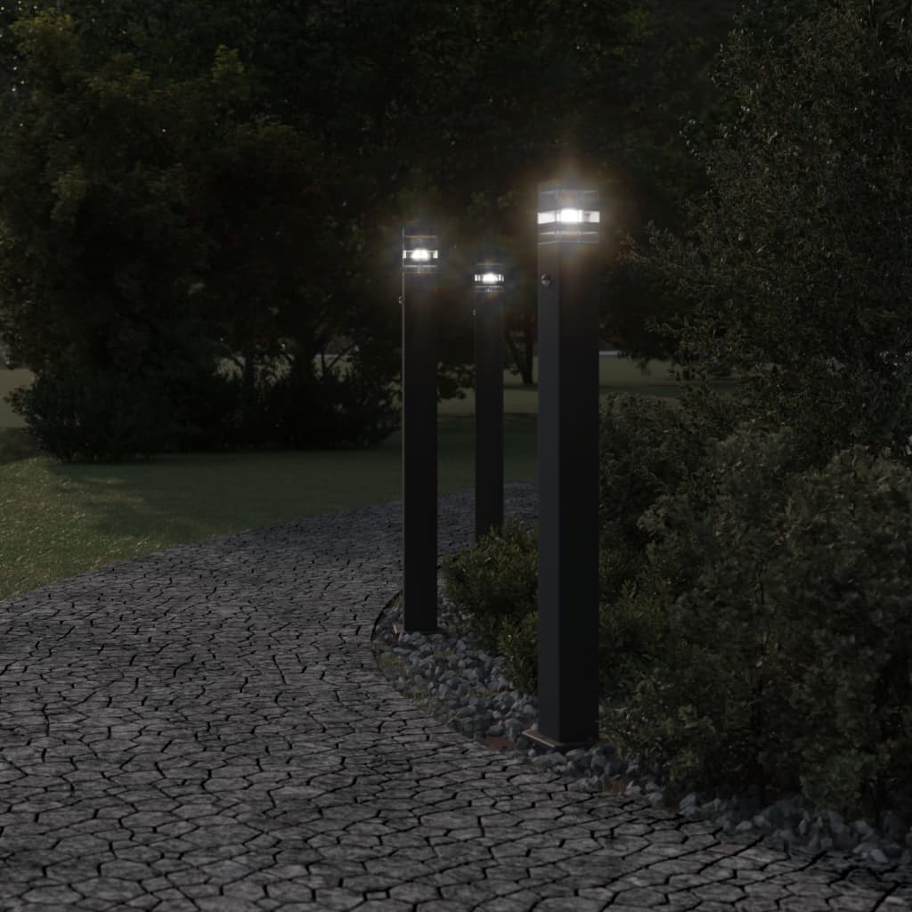 Outdoor floor lamp with black sensor 110 cm aluminum