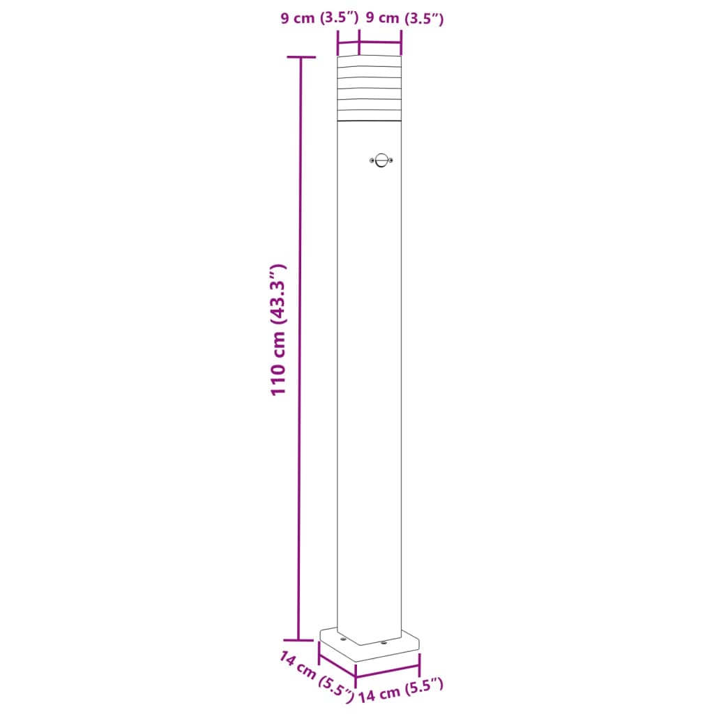 Outdoor floor lamp with black sensor 110 cm aluminum