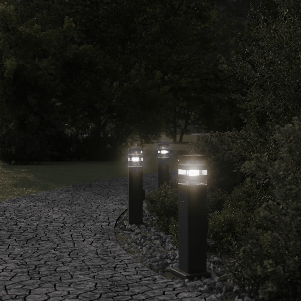 Outdoor floor lamp with black outlet 50 cm aluminum