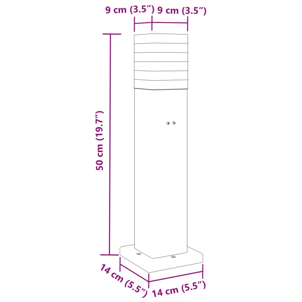 Outdoor floor lamp with black outlet 50 cm aluminum