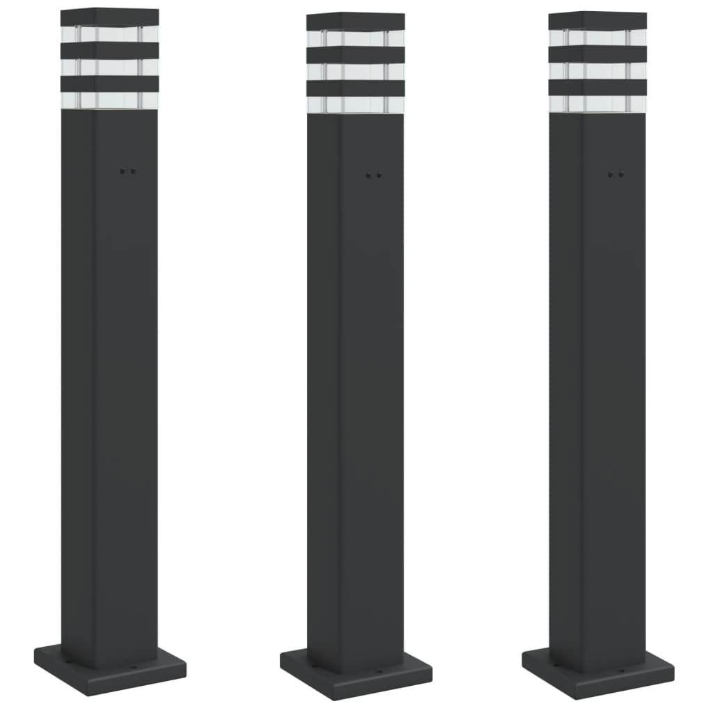 Outdoor floor lamps with outlet 3 pcs black 80 cm aluminum