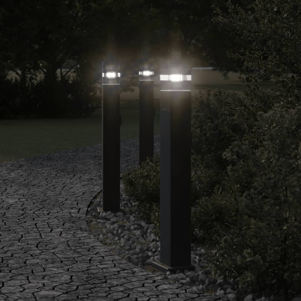 Outdoor floor lamps with outlet 3 pcs black 80 cm aluminum