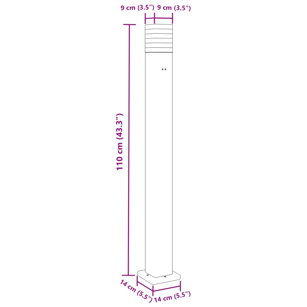 Lampadaire d'extérieur avec sortie noir 110 cm aluminium