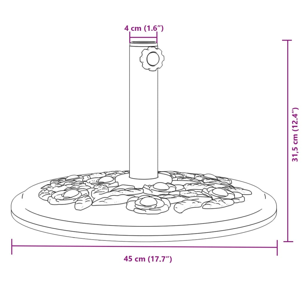 Parasol base for masts Ø38 / 48 mm 12 kg round