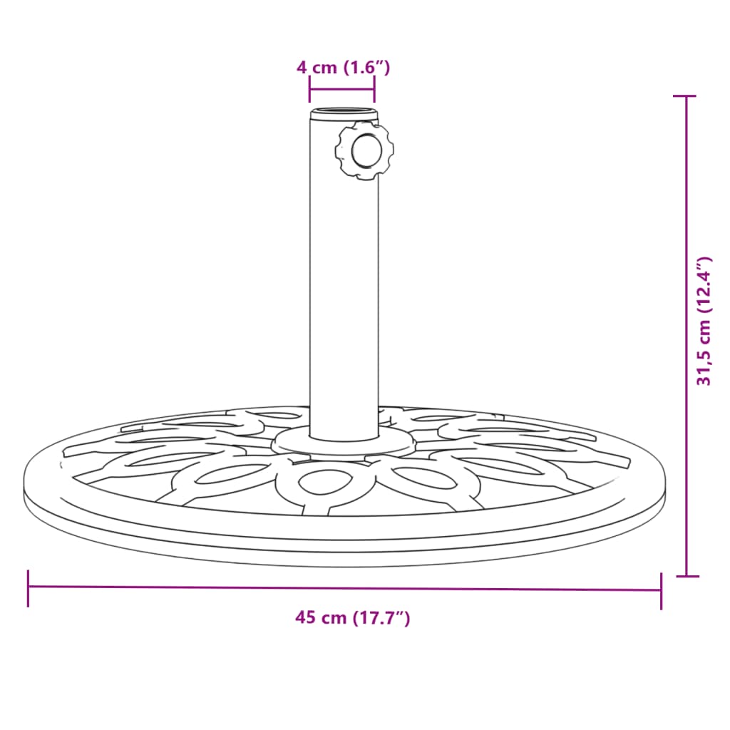 Parasol base for masts Ø38 / 48 mm 12 kg round