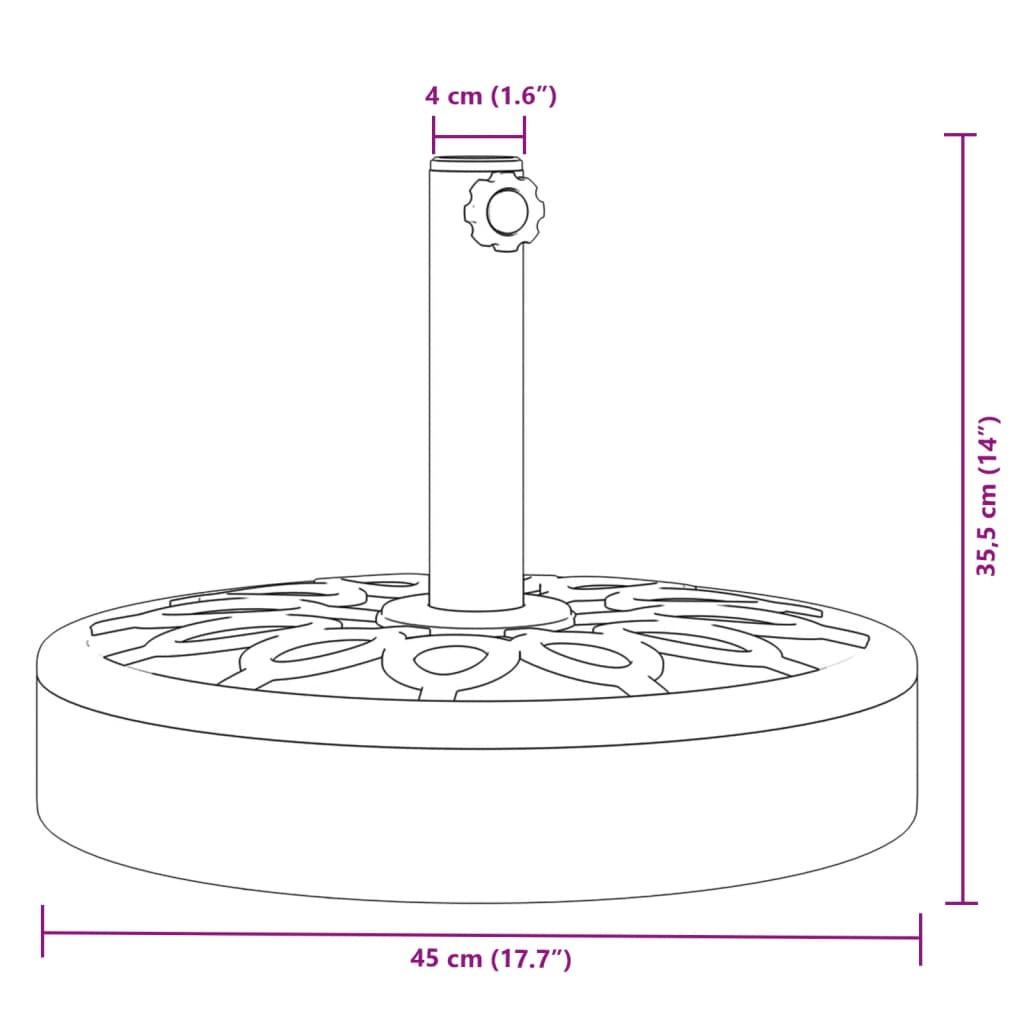 Sonnenschirmständer für Stangen Ø38 / 48 mm 25 kg rund