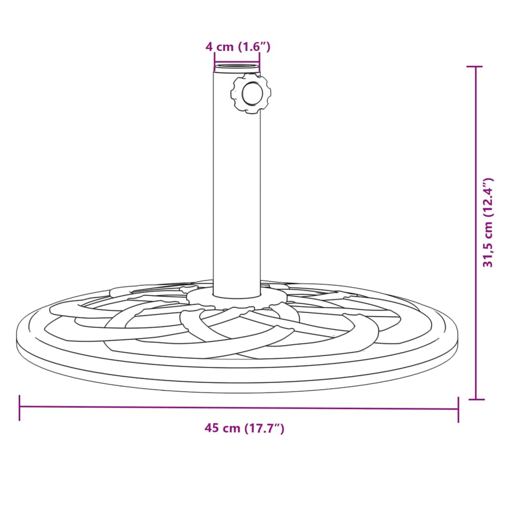 Sonnenschirmständer für Stangen Ø38 / 48 mm 12 kg rund