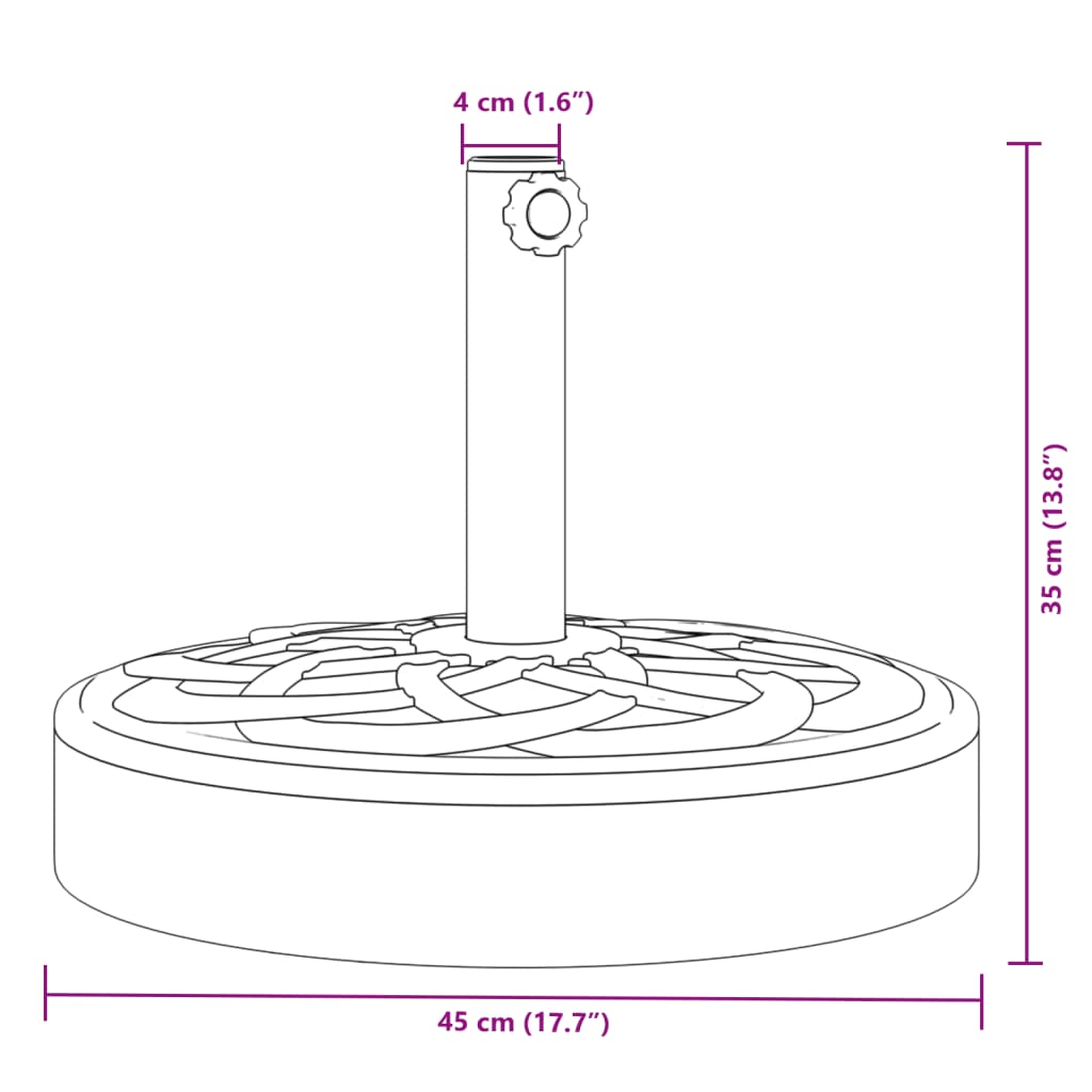 Parasol base for masts Ø38 / 48 mm 25 kg round