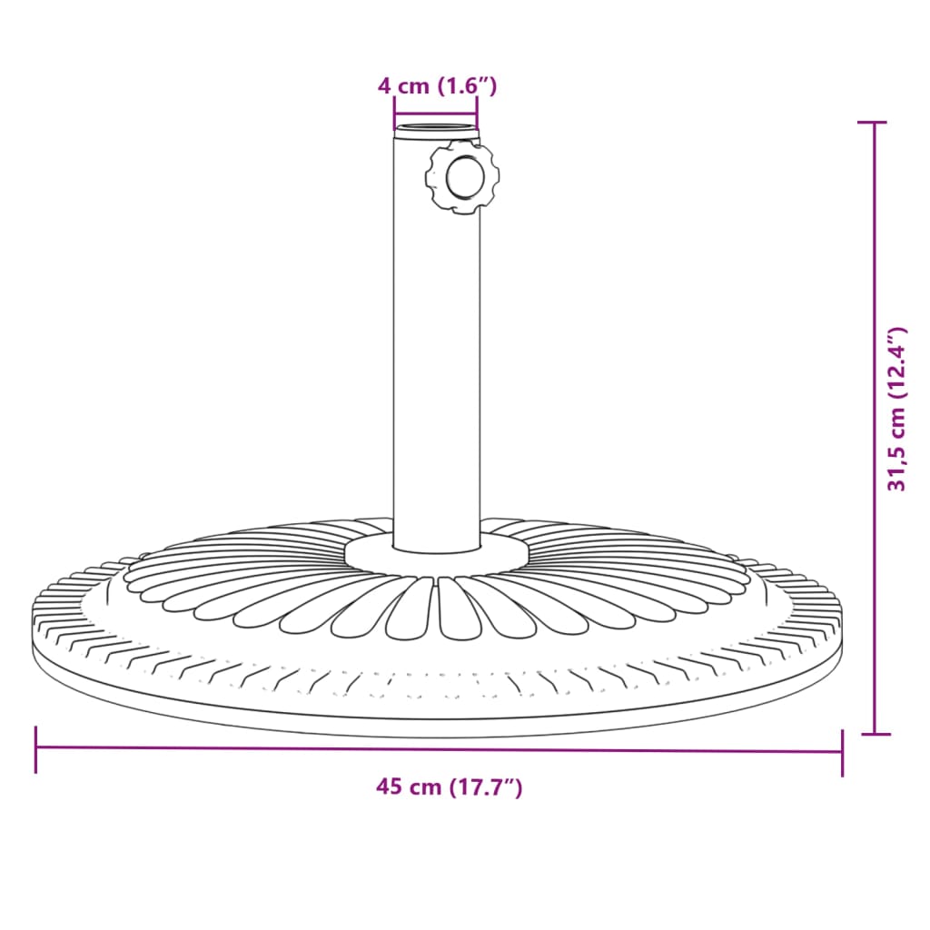 Parasol base for masts Ø38 / 48 mm 12 kg round