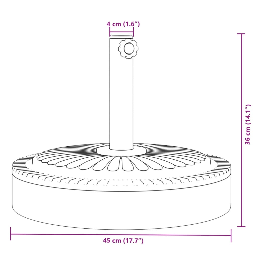 Sonnenschirmständer für Stangen Ø38 / 48 mm 25 kg rund