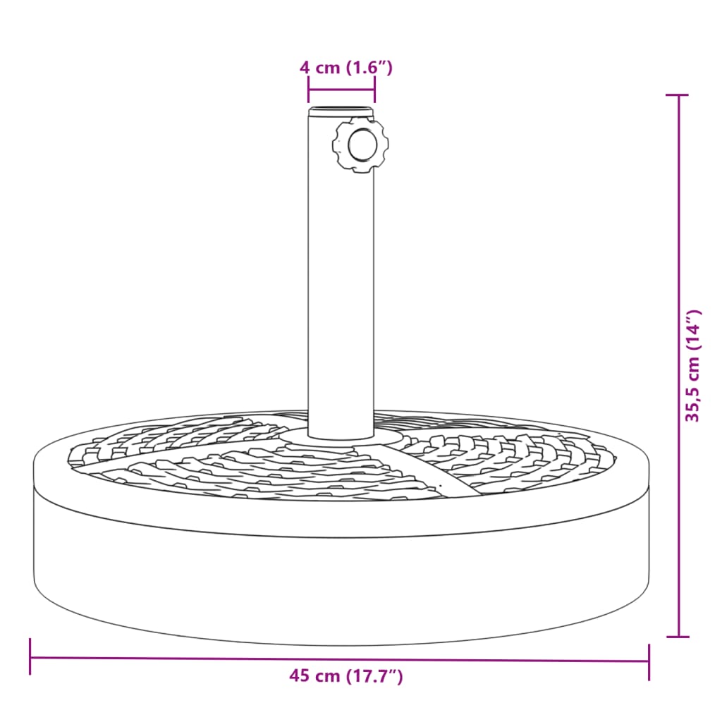 Parasol base for masts Ø38 / 48 mm 25 kg round