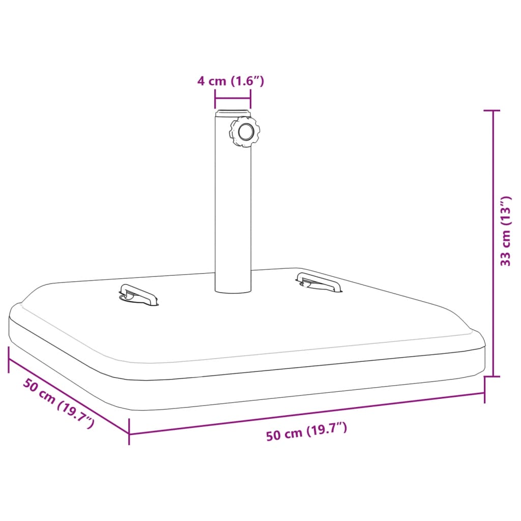 Base de parasol avec poignées pour mâts Ø38 / 48 mm 27 kg carré