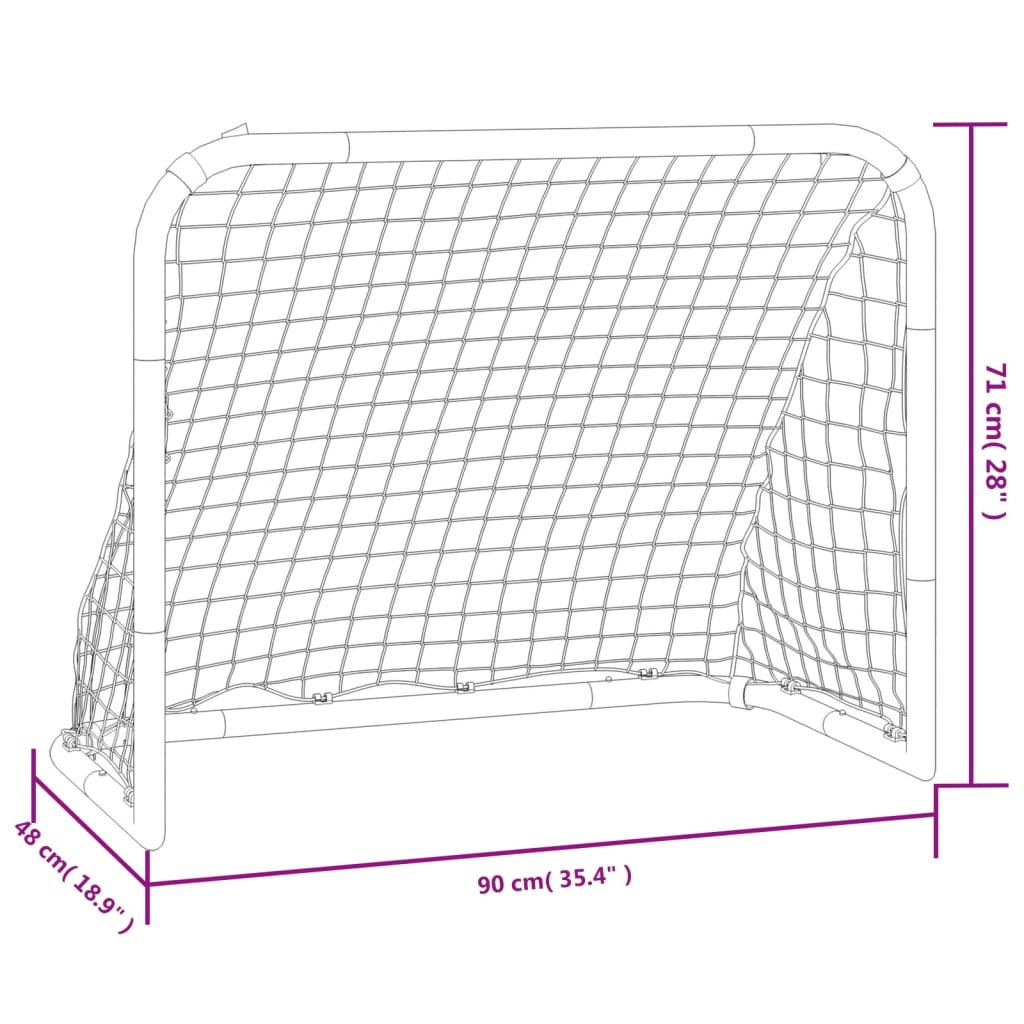 Football goal with red and black net 90x48x71 cm steel