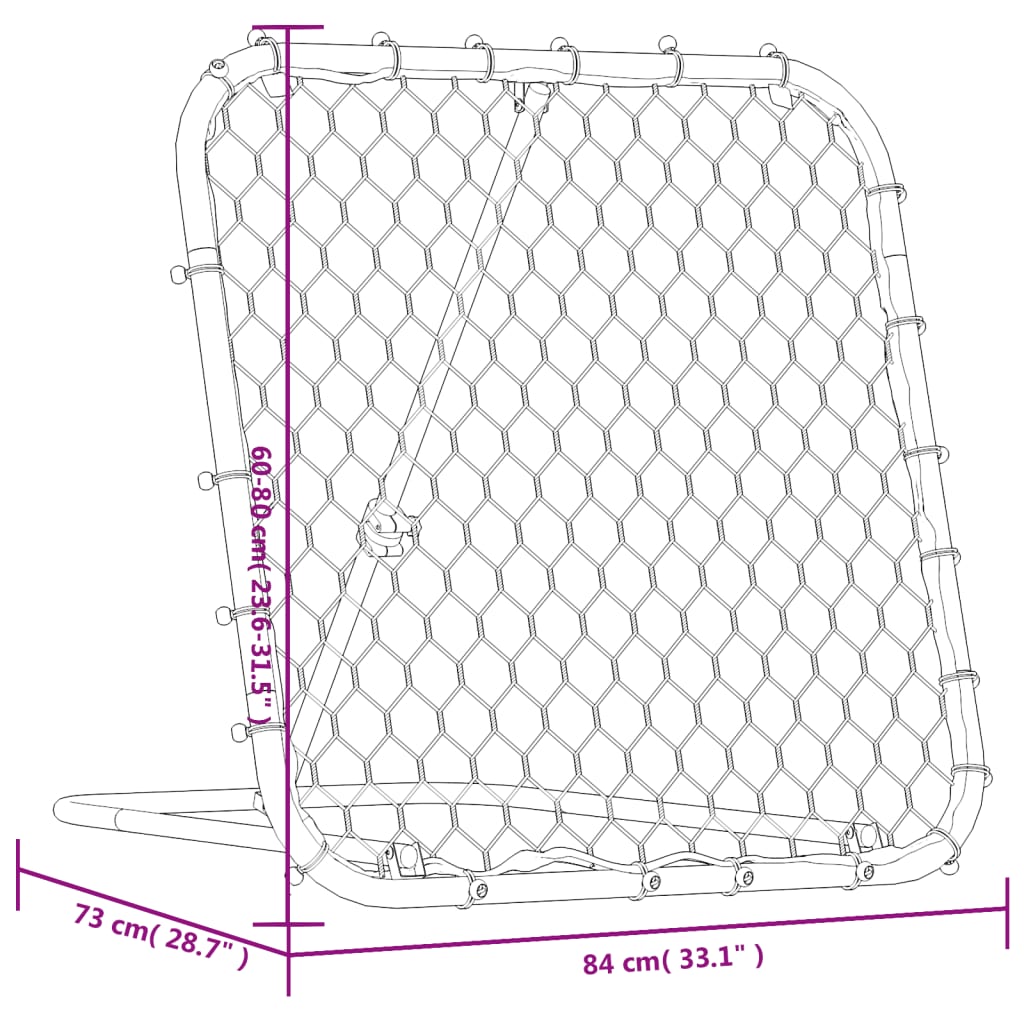 Verstellbares Fußball-Abprallnetz, schwarz, 84 x 73 x 60–80 cm, Stahl