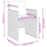 Chaises de jardin lot de 4 avec coussins noir résine tressée