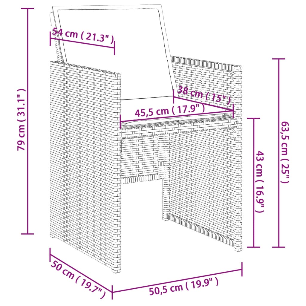 Gartenstühle mit Kissen, 4er-Set, beigefarbenes Kunstharzgeflecht