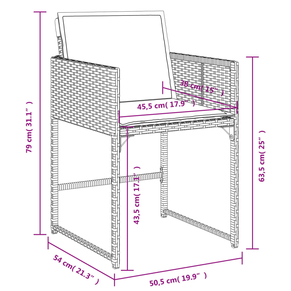 Chaises de jardin avec coussins lot de 4 beige résine tressée