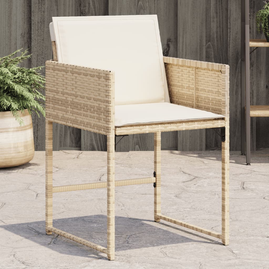 Chaises de jardin avec coussins lot de 4 beige résine tressée