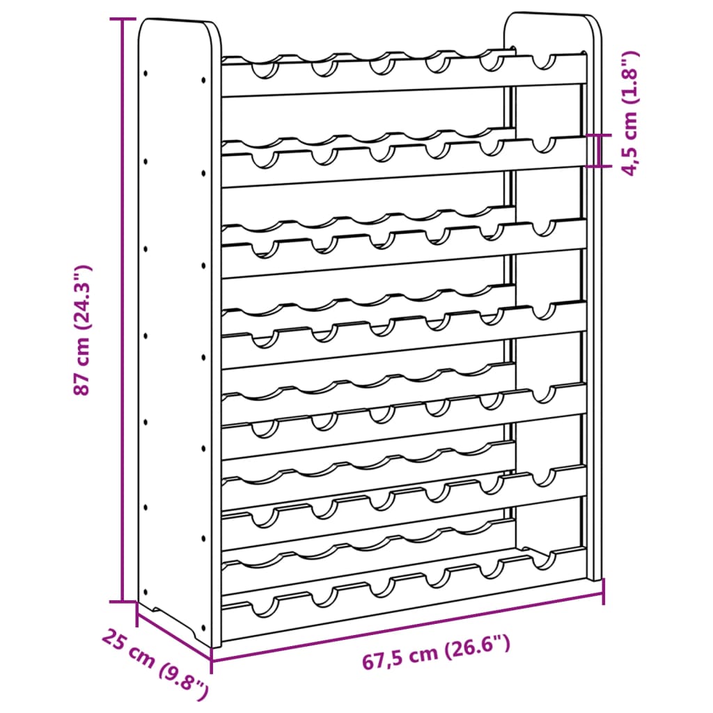 Casier à vin 67,5x25x87 cm Bois de pin massif