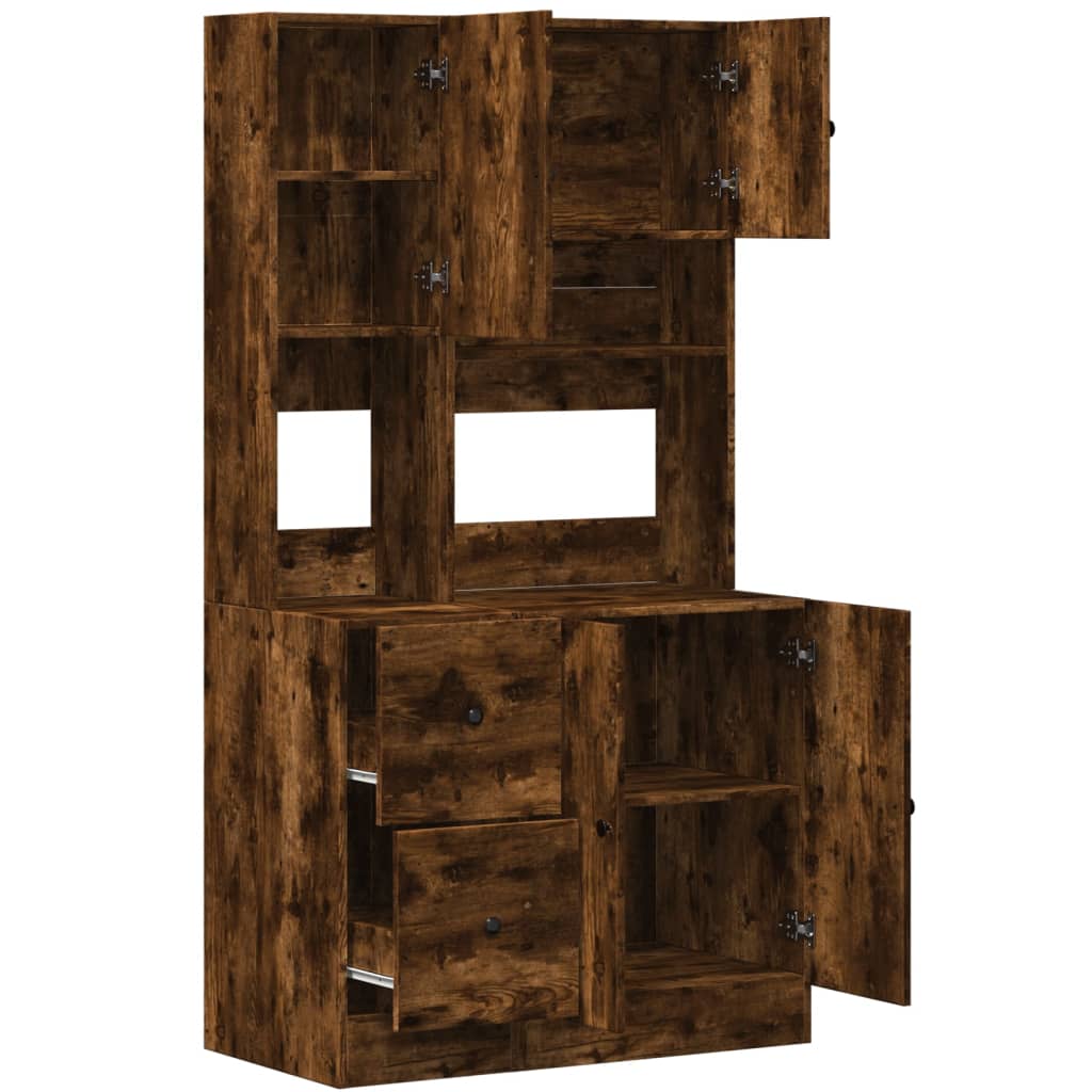 Armoire de cuisine chêne fumé 95x50x180 cm bois d'ingénierie