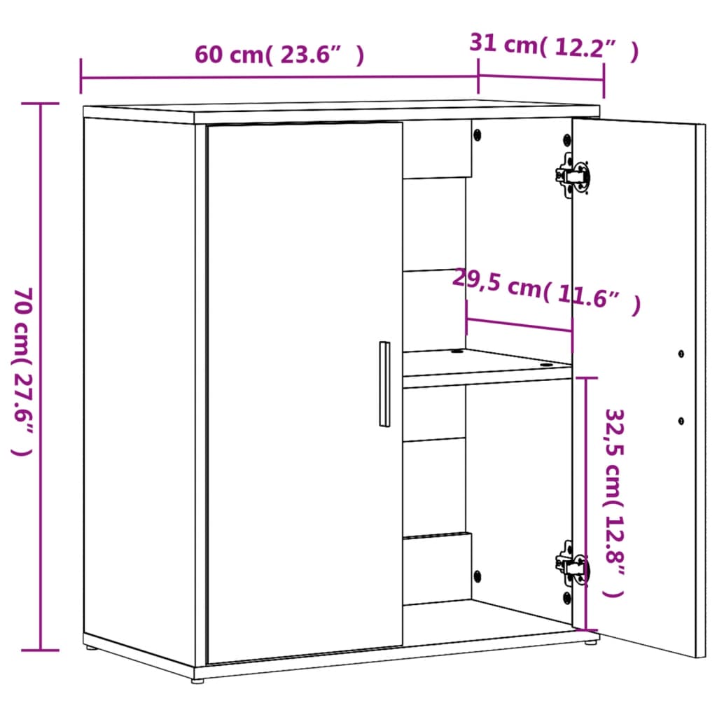 Buffets 2 pcs noir 60x31x70 cm bois d'ingénierie