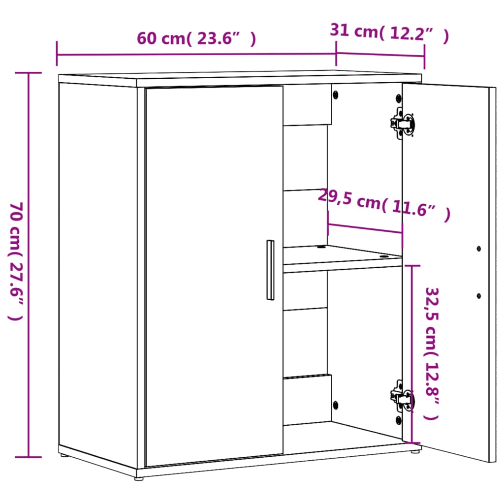 Buffets 2 pcs chêne sonoma 60x31x70 cm bois d'ingénierie