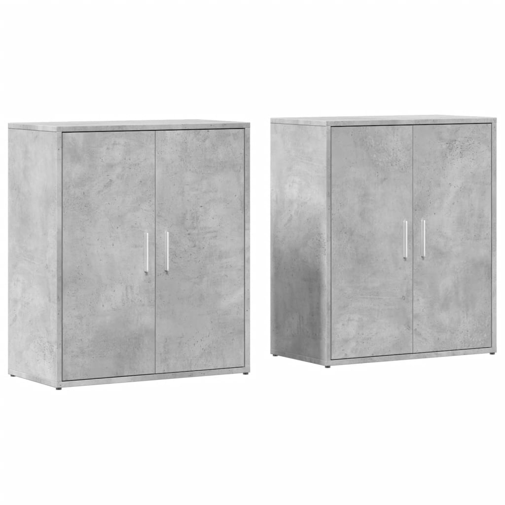 Buffets 2 pcs gris béton 60x31x70 cm bois d'ingénierie