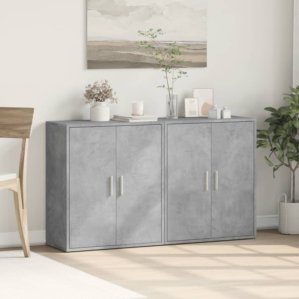 Buffets 2 pcs gris béton 60x31x70 cm bois d'ingénierie