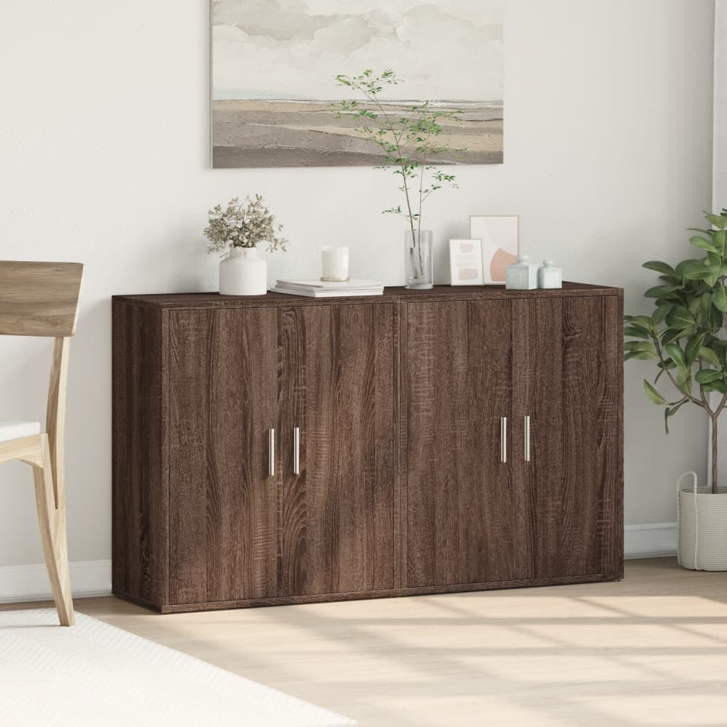 Buffets 2 pcs chêne marron 60x31x70 cm bois d'ingénierie