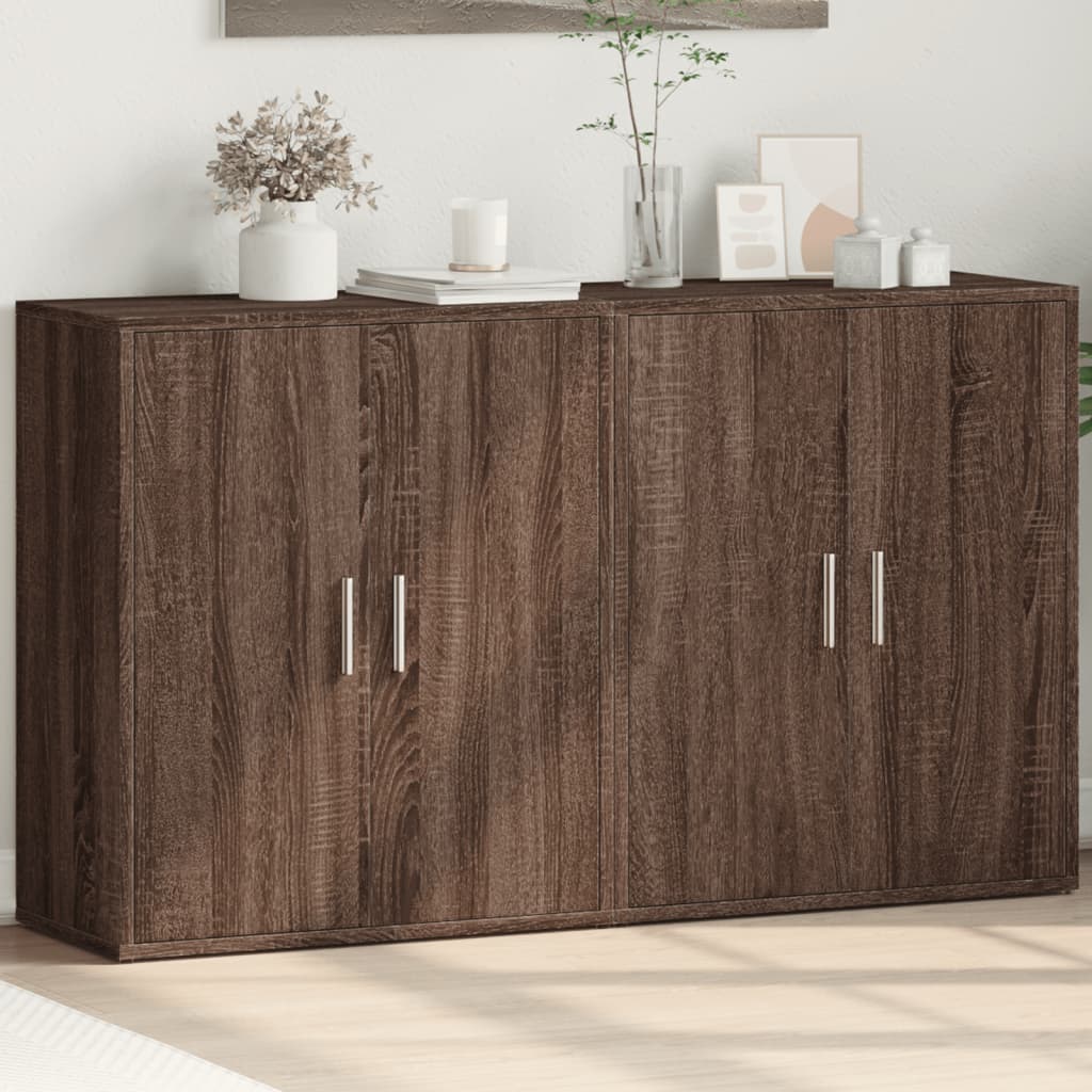 Buffets 2 pcs chêne marron 60x31x70 cm bois d'ingénierie