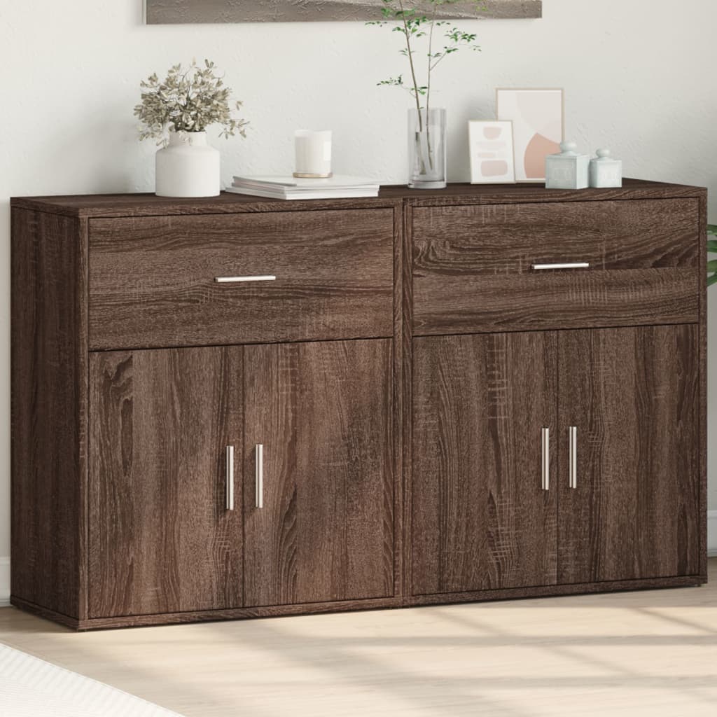 Buffets 2 pcs chêne marron 60x31x70 cm bois d'ingénierie