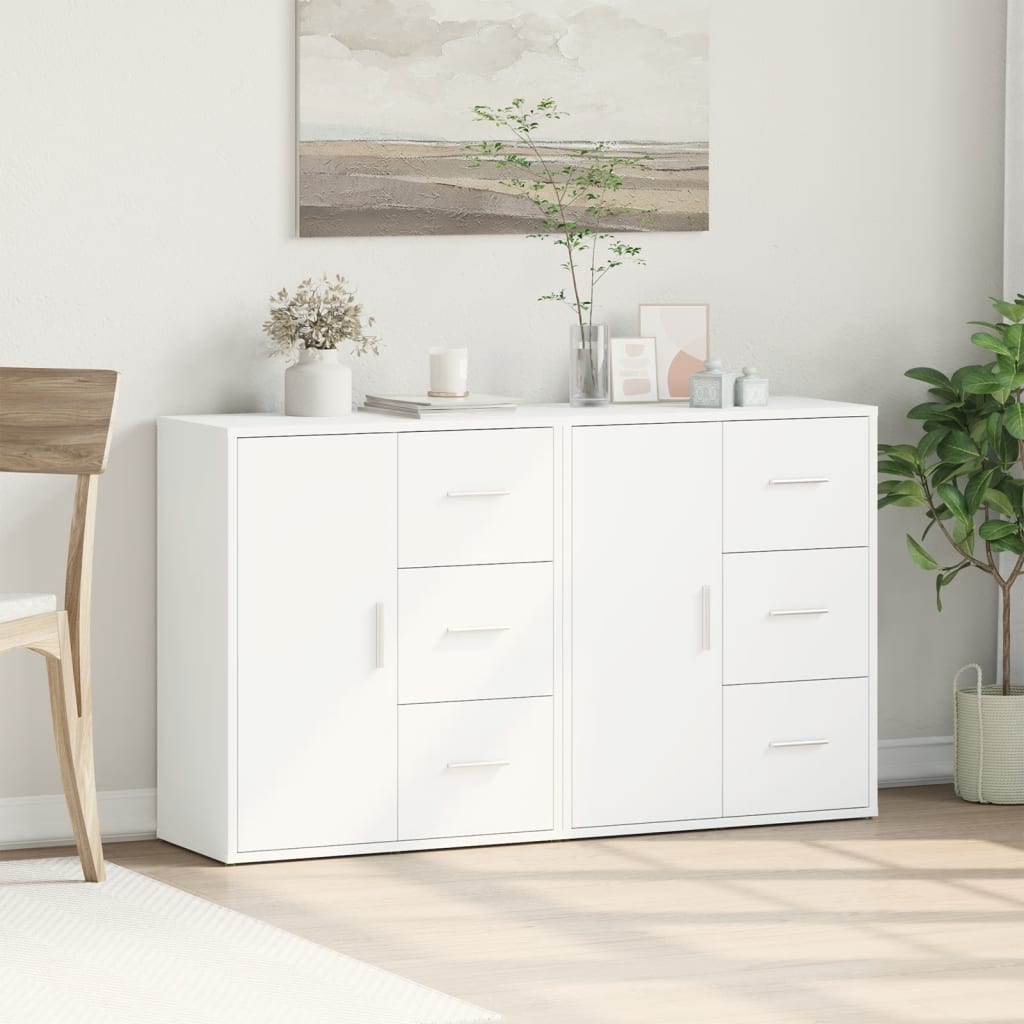 Buffets 2 pcs blanc 60x31x70 cm bois d'ingénierie