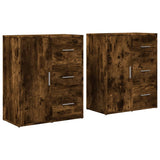 Buffets 2 pcs chêne fumé 60x31x70 cm bois d'ingénierie