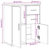 Buffets 2 pcs blanc 60x31x70 cm bois d'ingénierie