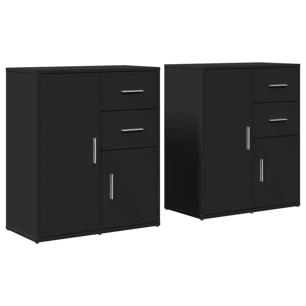 Sideboards 2 Stück schwarz 60x31x70 cm Holzwerkstoff