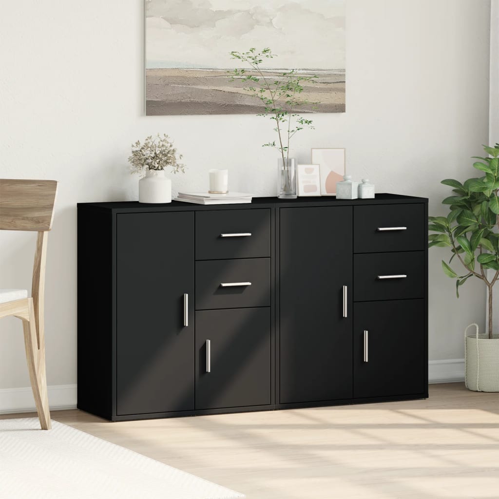 Sideboards 2 Stück schwarz 60x31x70 cm Holzwerkstoff