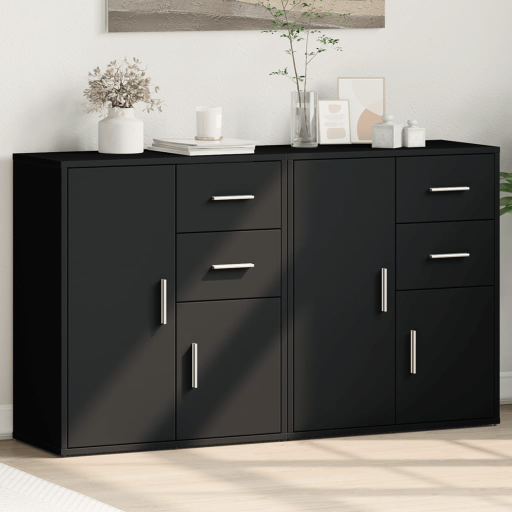 Sideboards 2 Stück schwarz 60x31x70 cm Holzwerkstoff