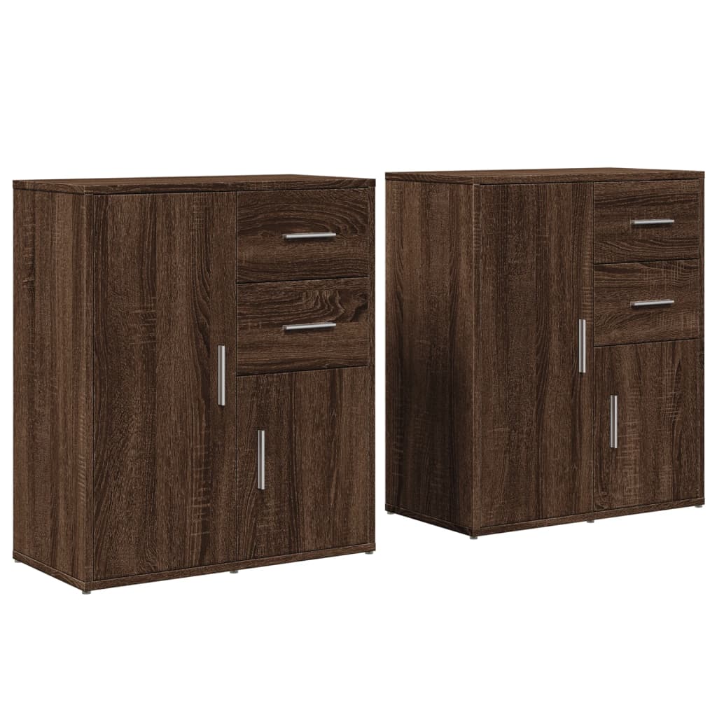 Buffets 2 pcs chêne marron 60x31x70 cm bois d'ingénierie